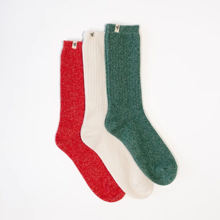 Cozy Earth plush modern crew bamboo sock in Christmas colors